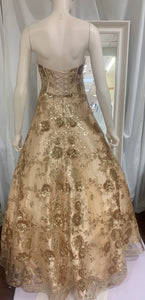 NT7- Gold Sequin Bustier Ball Gown