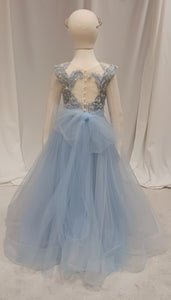 Cinderella - Sky Blue Illusion Lace with Horsehair trim layered skirt