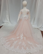 Load image into Gallery viewer, Ariel -Long Sleeve Blush Lace Applique &amp; Train