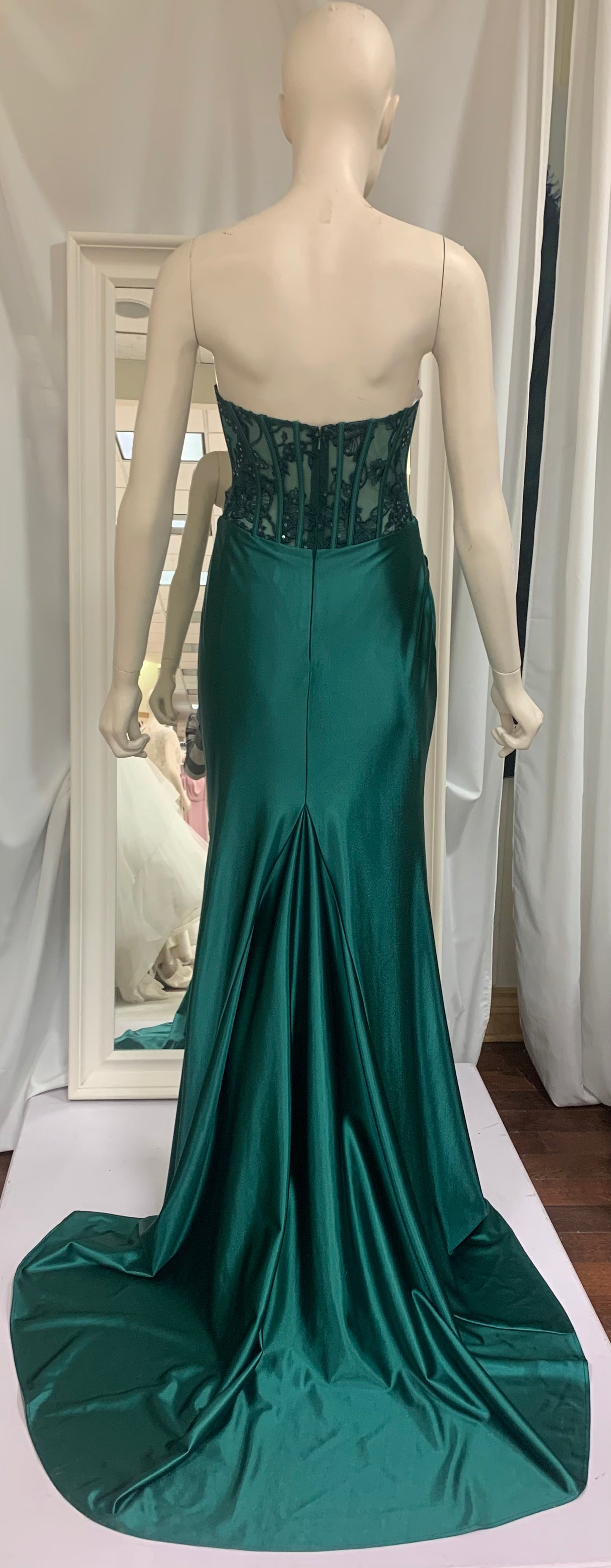 (3)PD114 - Strapless Sheer Corset Mermaid gown with slit