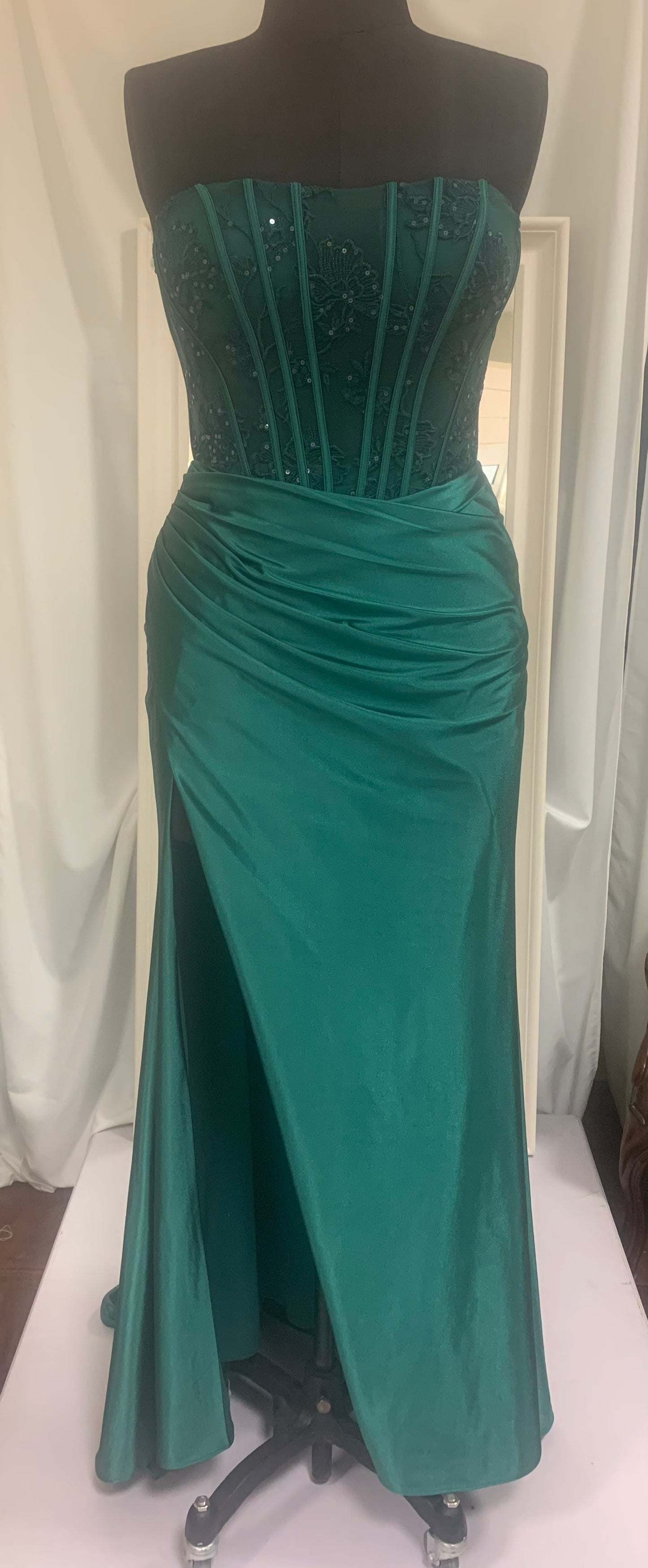 (3)PD114 - Strapless Sheer Corset Mermaid gown with slit