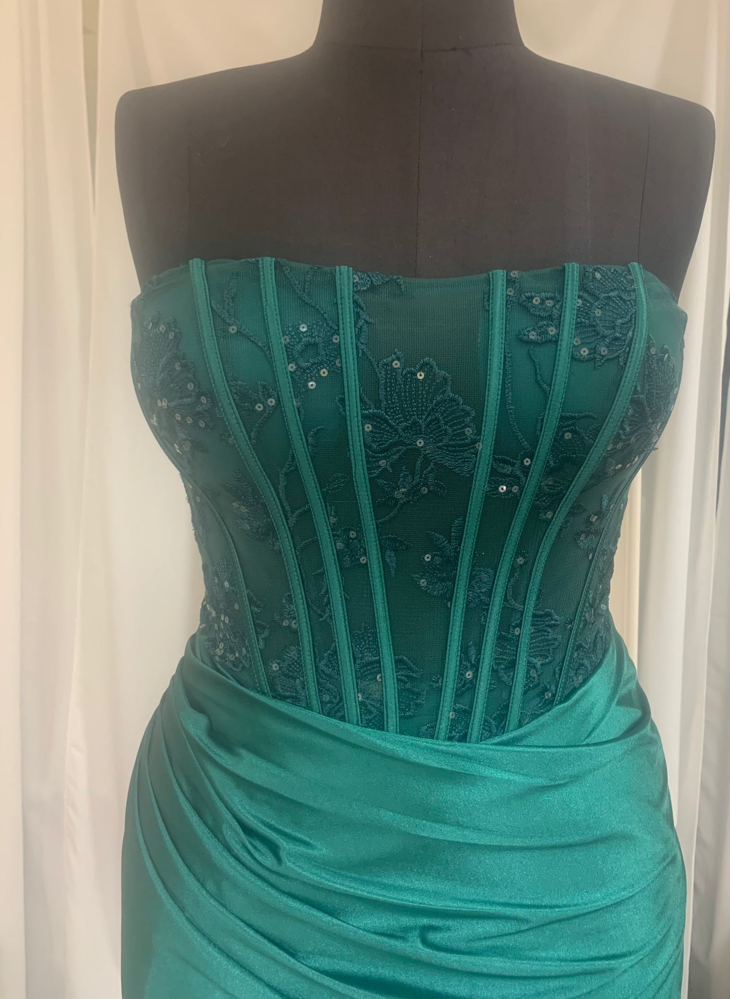 (3)PD114 - Strapless Sheer Corset Mermaid gown with slit
