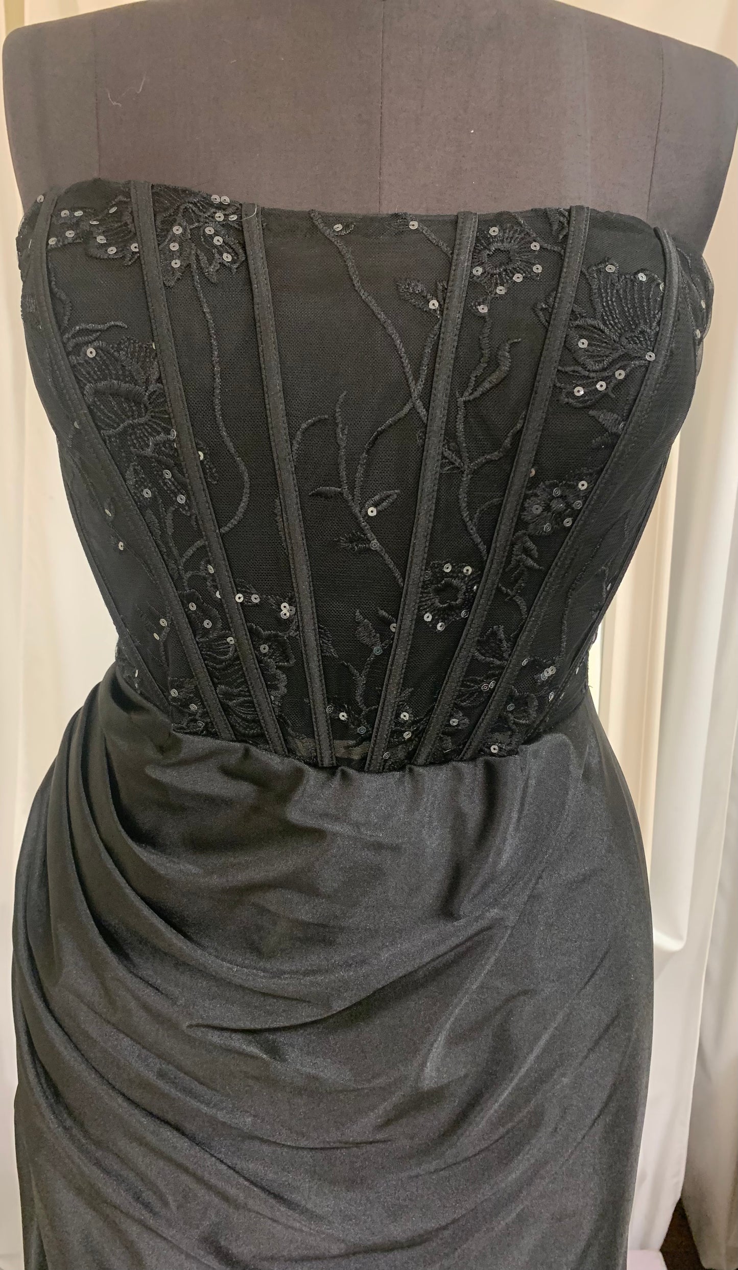 (2)PD114 - Strapless Sheer Corset Mermaid gown with slit