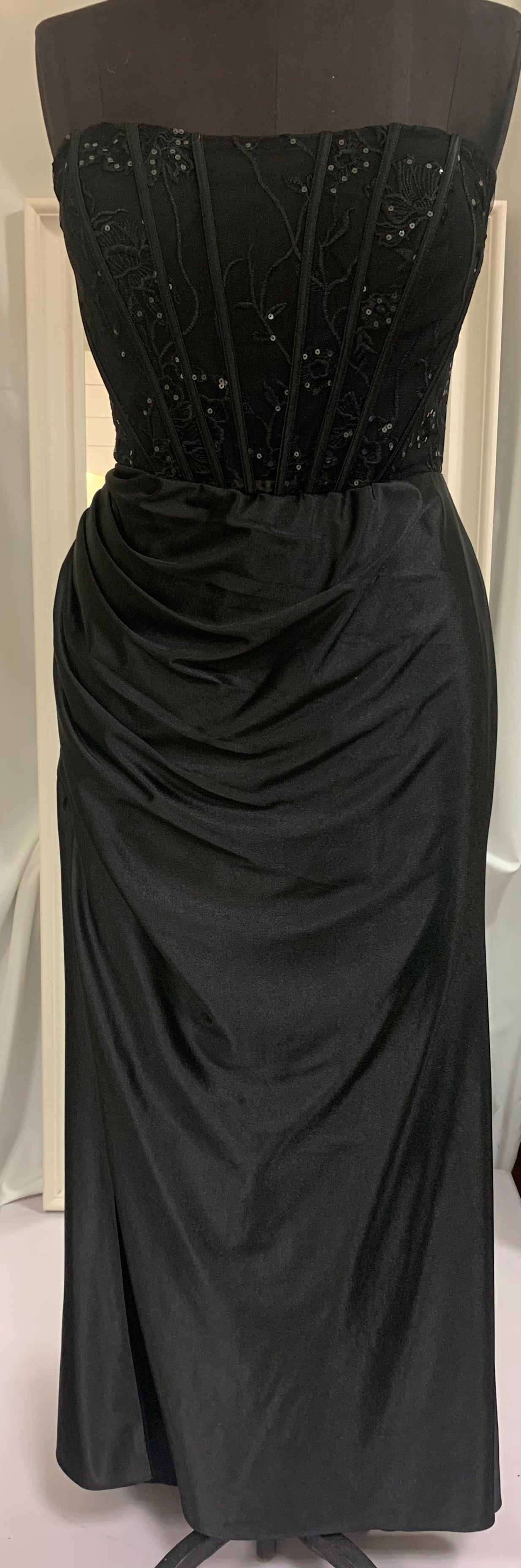 (2)PD114 - Strapless Sheer Corset Mermaid gown with slit
