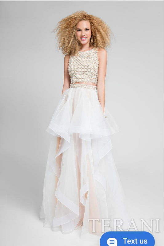 Two Piece Beaded Boat Neck Ball Gown – 1711P2688