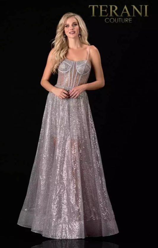 Deep Silver Full Glitter Gown  – 2111P4071