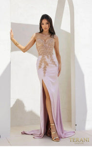 Sweetheart Embroidered Sparkle Tulle& Satin Rose Gold Gown - 241P2155