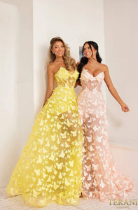 A-Line Strapless Extreme Illusion Butterfly Dress - 241P2086