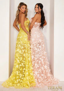 A-Line Strapless Extreme Illusion Butterfly Dress - 241P2086