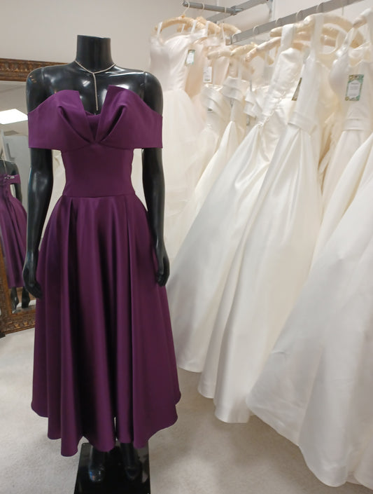 P008- Tea length Off-shoulder Cocktail Dress