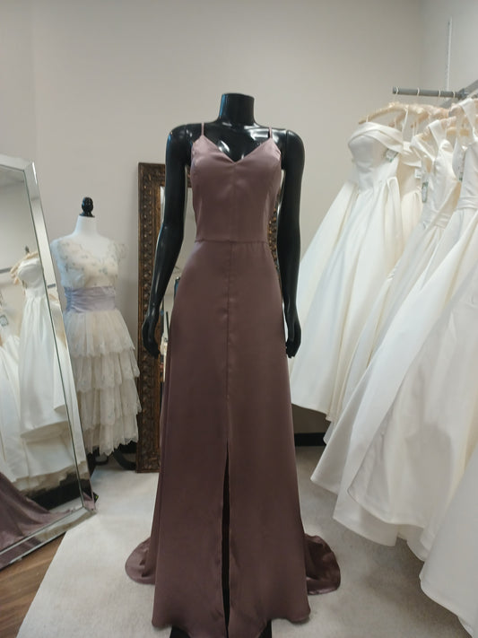 BM010-Mocha Silk V-neck with Spaghetti Straps
