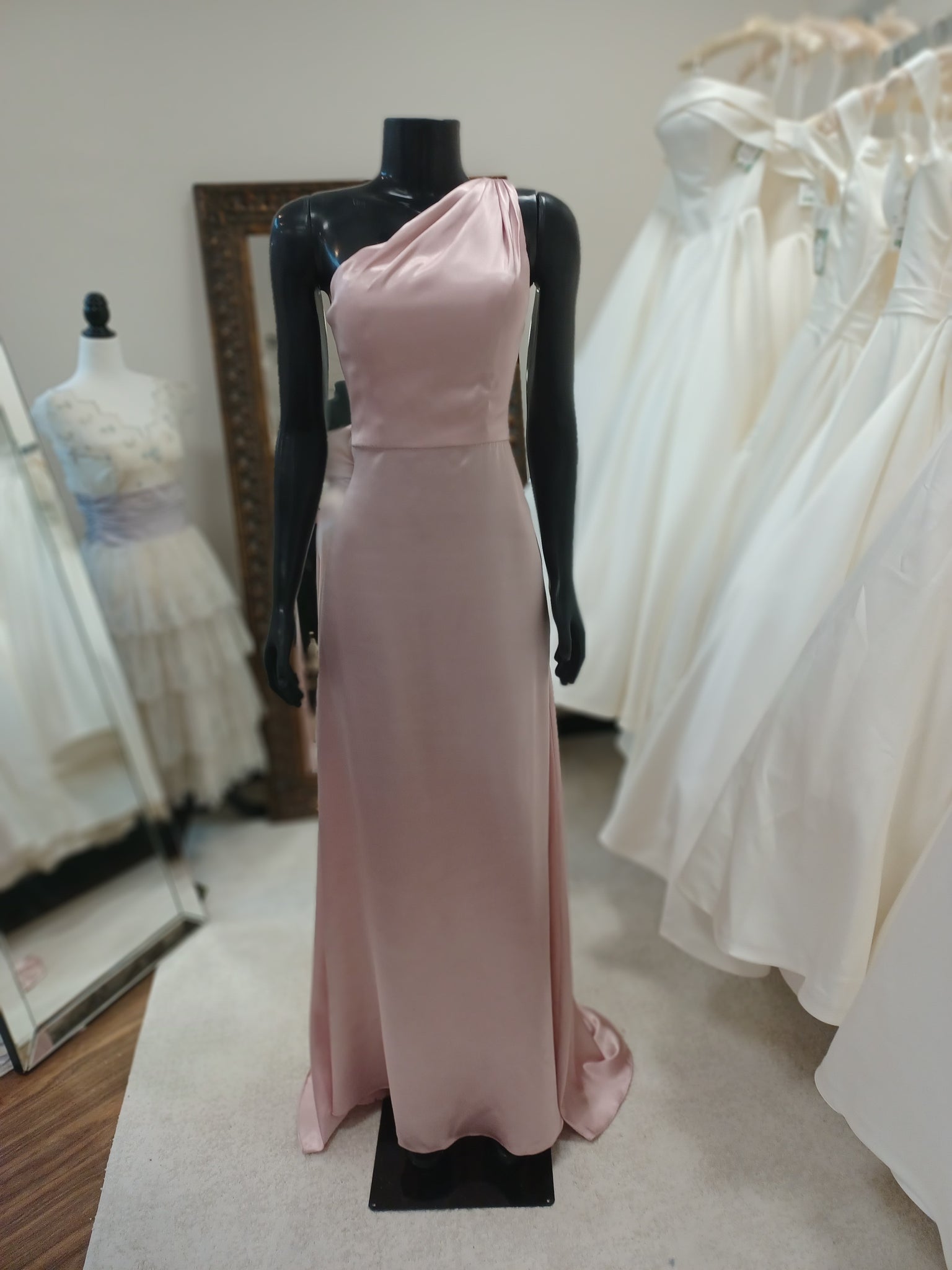 BM011-Ballet Pink Silk One Shoulder Bridesmaid Dress Vallance Couture Bridal and Prom BM011-Ballet Pink Silk One Shoulder Bridesmaid Dress Vallance Couture Bridal and Prom