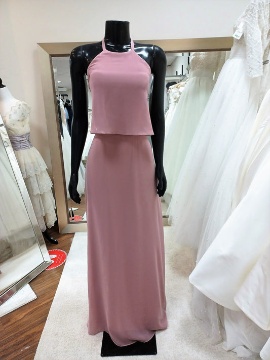 BM017-English Rose Floating Halter Neck  Bridesmaid Dress