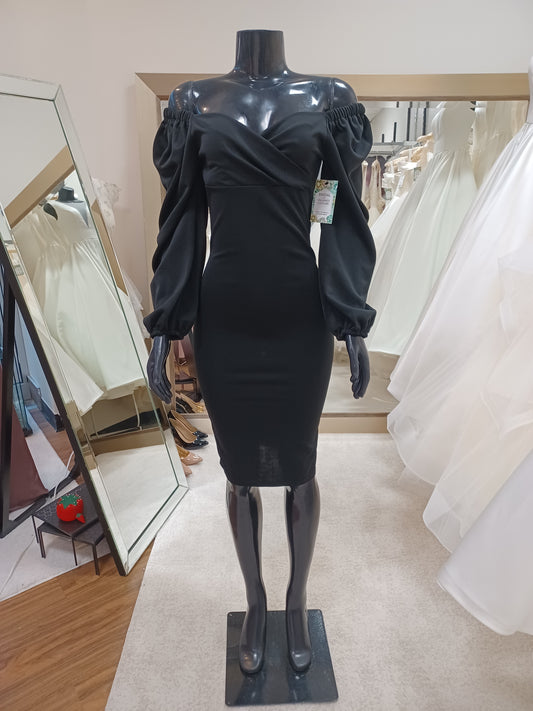 LBD003 Peasant-Sleeved Cocktail Dress
