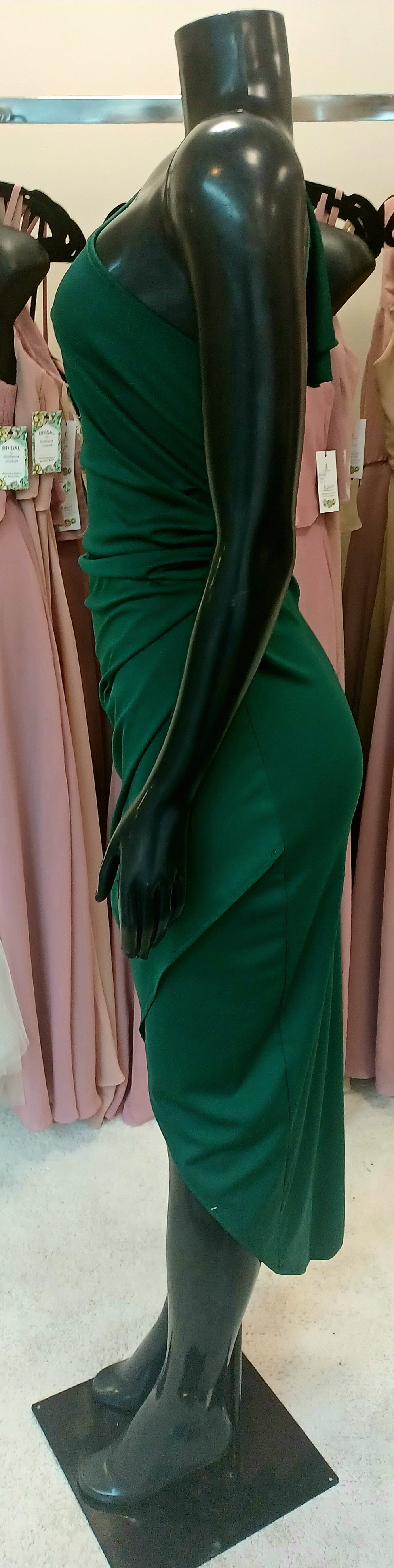 T003 - Emerald Green One Shoulder Dress