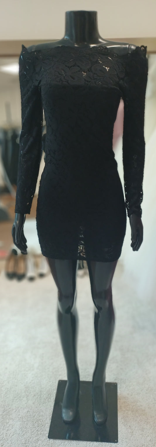LBD006-  3/4 Sleeve Lace Midi Shift Dress