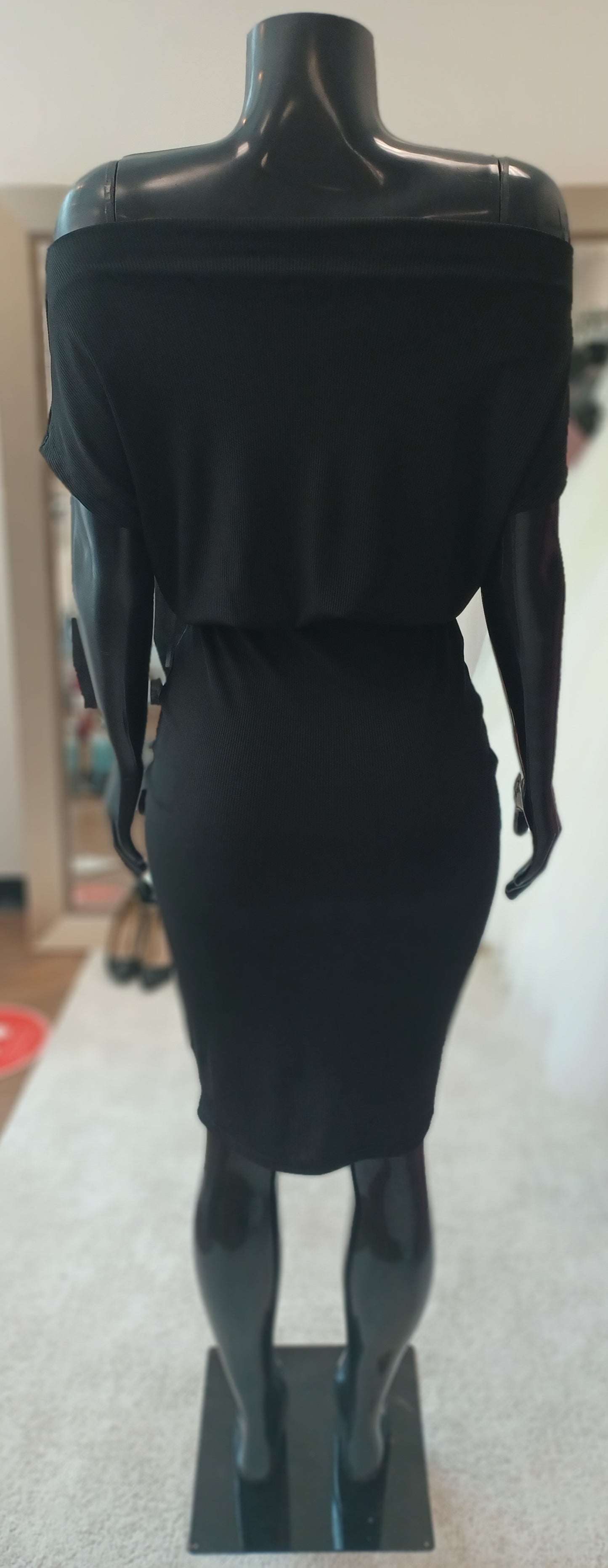 LBD008 - Off Shoulder High Waist Short Sleeve Midi Dress