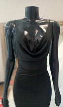 Load image into Gallery viewer, LBD001-Body-Con Open Back Mini Dress with Hanging Cowl &amp; Adjustable Side Straps