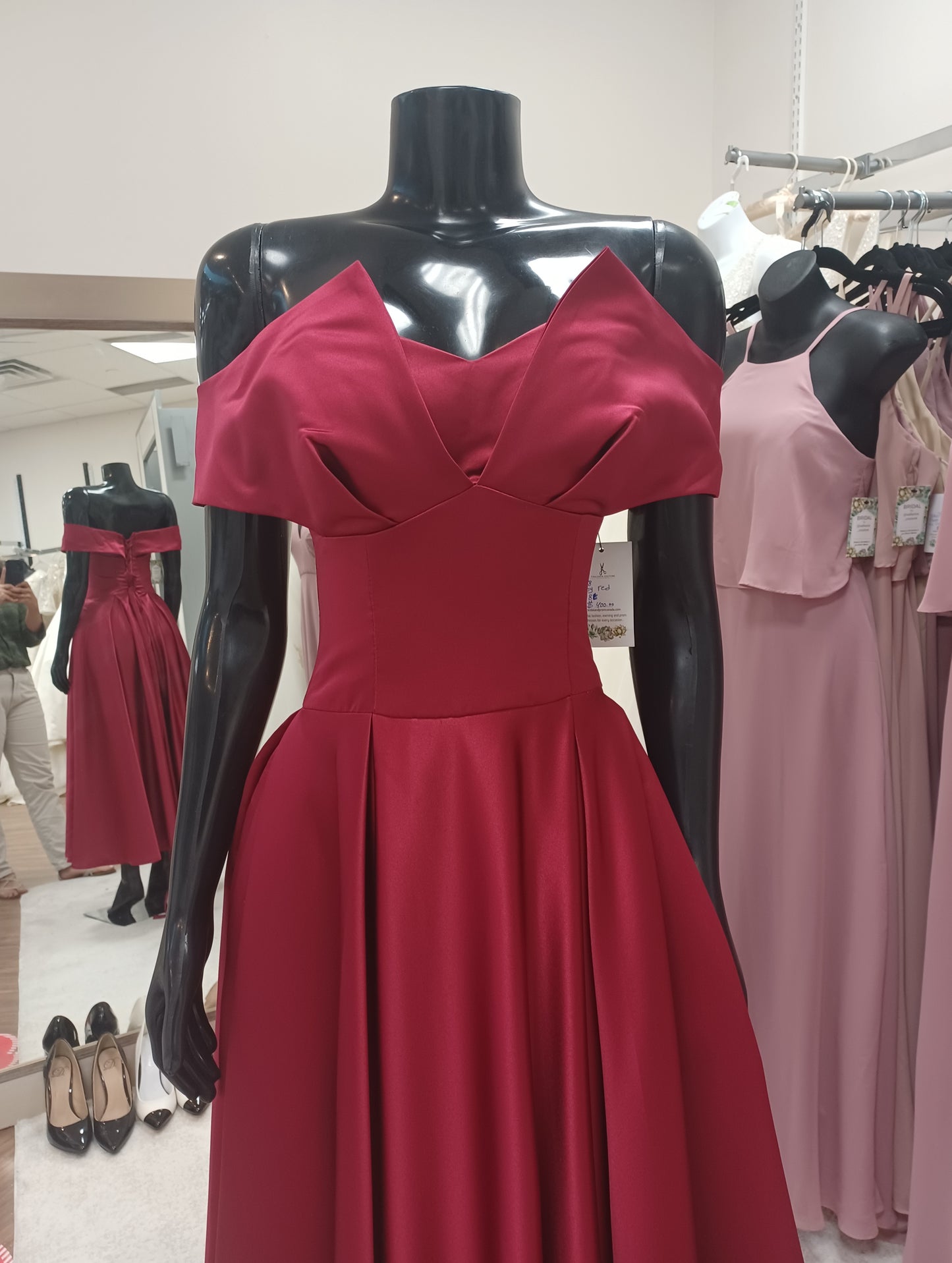 P008- Tea length Off-shoulder Cocktail Dress