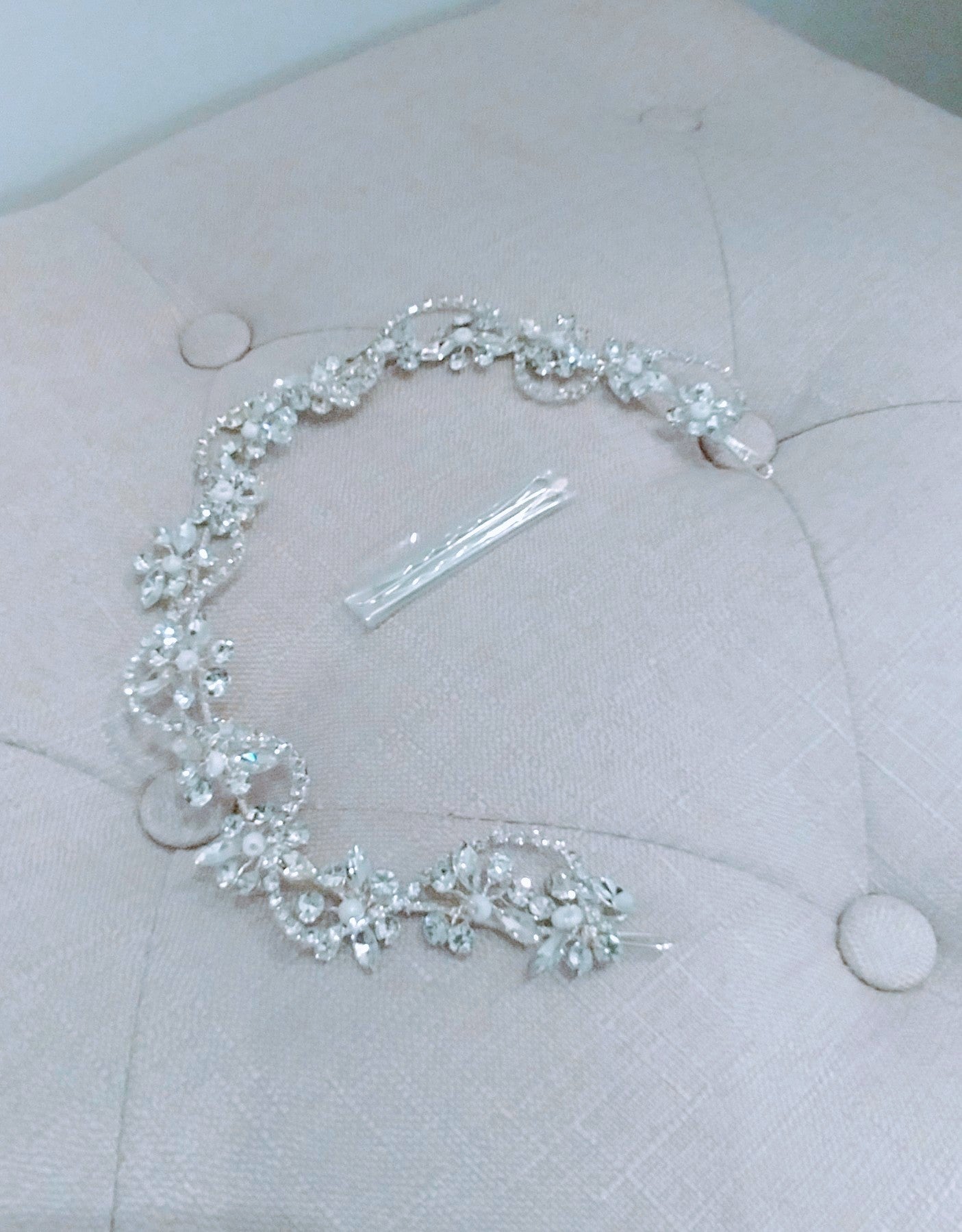 Floral Rhinstone pearl-esque Head Piece