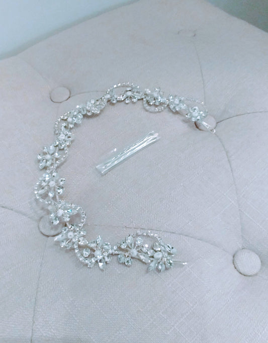 Floral Rhinstone pearl-esque Head Piece