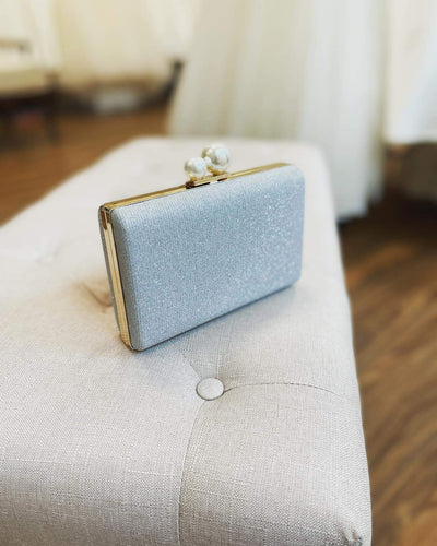 Small Rectangle Clutch with Over Sized Pearl Clasp